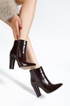 VRT-4801 Brown High Thick Heels Zippered Women's Boots