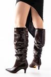 SR-2001 Brown Croco Stiletto Heels Casual Women's Boots