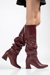 SYT-2002 Black Suede Bellows Thick Heels Casual Women's Boots