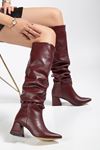 SYT-2002 Black Suede Bellows Thick Heels Casual Women's Boots