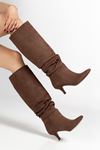 SR-2001 Brown Stiletto Heels Casual Women's Boots