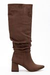 SYT-2002 Black Suede Bellows Thick Heels Casual Women's Boots