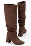 SYT-2002 Black Suede Bellows Thick Heels Casual Women's Boots