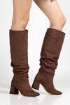 SYT-2002 Black Suede Bellows Thick Heels Casual Women's Boots