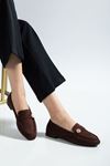 6325 Black Mesh Hard Hat Buckle Detailed Casual Women's Ballet Flats