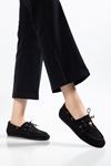 PS-100 Navy Blue Suede Tassel Casual Women's Ballet Flats