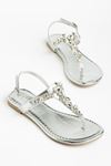 152-1110 Platinum Multi Stone Flip Flop Sandals