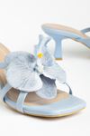 S-622 Baby Blue Orchid Detailed Thin Heeled Women's Slippers