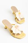 S-622 Baby Blue Orchid Detailed Thin Heeled Women's Slippers