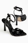 716 Burgundy Patent Leather Pointed Toe Heeled Women's Slippers