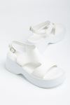 24414-571 White Casual Padding Heel Women Sandals