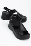 24414-571 Black Casual Padded Heel Women Sandals