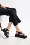 24414-571 Black Casual Padded Heel Women Sandals