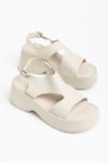 24414-571 Beige Casual Padding Heel Women Sandals