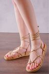 1001-1001 Nut Ankle Lace-Up Women's Sandals