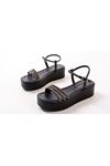 861-1100 Black Platinum Stone Casual Padding Women's Sandals
