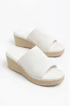 232-460 Beige Knitwear Daily Orthopedic Padding Heel Women Slippers