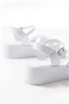861-1005 White Casual Cross Padding Heel Women Sandals