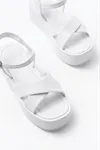 861-1005 White Casual Cross Padding Heel Women Sandals